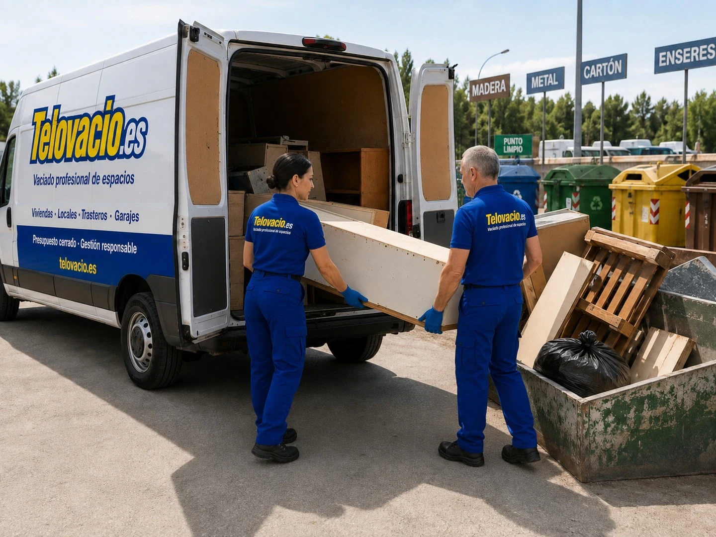 Equipo de Telovacio.es gestionando mobiliario retirado de forma responsable