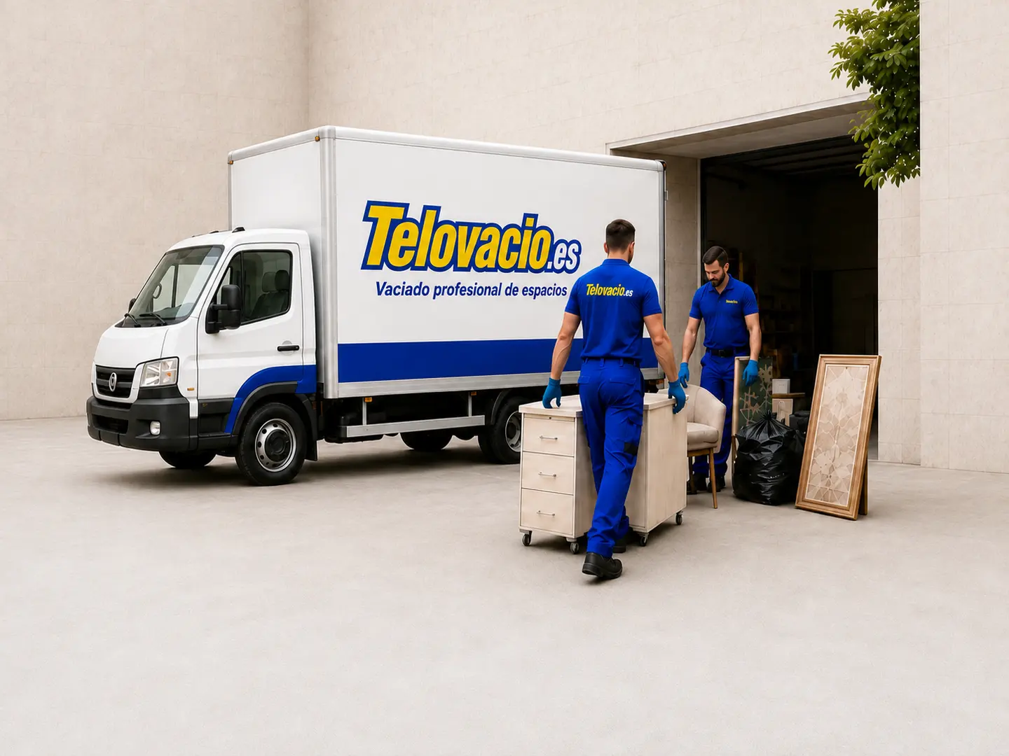 Equipo de TeLoVacio junto al vehículo antes de iniciar un servicio